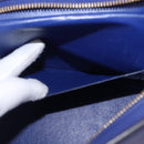 CELINE Trapeze Hand Bag Suede Leather 2way Blue Gold Auth 203775A-30