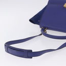 CELINE Trapeze Hand Bag Suede Leather 2way Blue Gold Auth 203775A-9