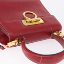 Salvatore Ferragamo Gancini Hand Bag Leather 2way Red Gold Auth 203776-11