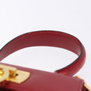 Salvatore Ferragamo Gancini Hand Bag Leather 2way Red Gold Auth 203776-14