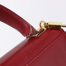 Salvatore Ferragamo Gancini Hand Bag Leather 2way Red Gold Auth 203776-16