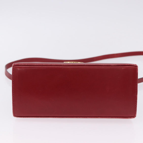Salvatore Ferragamo Gancini Hand Bag Leather 2way Red Gold Auth 203776