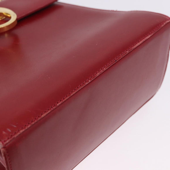 Salvatore Ferragamo Gancini Hand Bag Leather 2way Red Gold Auth 203776