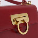 Salvatore Ferragamo Gancini Hand Bag Leather 2way Red Gold Auth 203776-26
