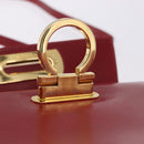 Salvatore Ferragamo Gancini Hand Bag Leather 2way Red Gold Auth 203776-27