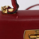 Salvatore Ferragamo Gancini Hand Bag Leather 2way Red Gold Auth 203776-4