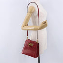 Salvatore Ferragamo Gancini Hand Bag Leather 2way Red Gold Auth 203776-41