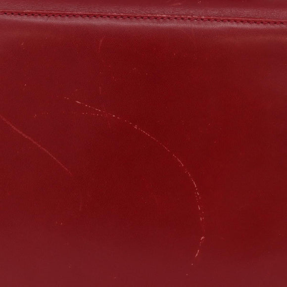 Salvatore Ferragamo Gancini Hand Bag Leather 2way Red Gold Auth 203776