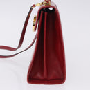 Salvatore Ferragamo Gancini Hand Bag Leather 2way Red Gold Auth 203776-7