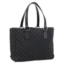 GUCCI GG Canvas Hand Bag Black Silver 113017 Auth 203778-1