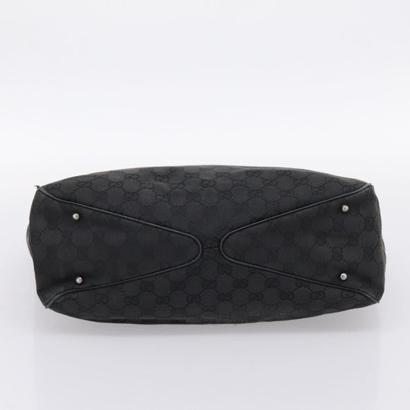 GUCCI GG Canvas Hand Bag Black Silver 113017 Auth 203778