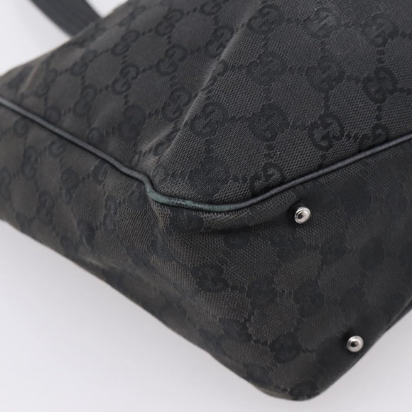 GUCCI GG Canvas Hand Bag Black Silver 113017 Auth 203778