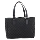 GUCCI GG Canvas Hand Bag Black Silver 113017 Auth 203778-2