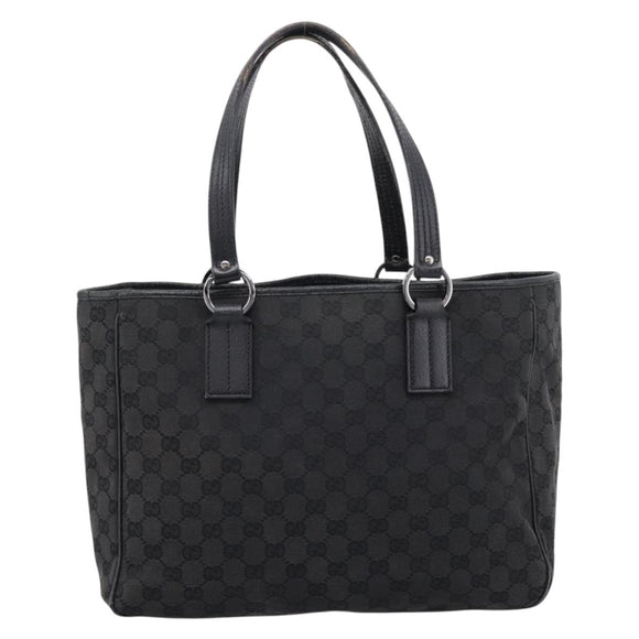 GUCCI GG Canvas Hand Bag Black Silver 113017 Auth 203778