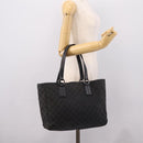 GUCCI GG Canvas Hand Bag Black Silver 113017 Auth 203778-22
