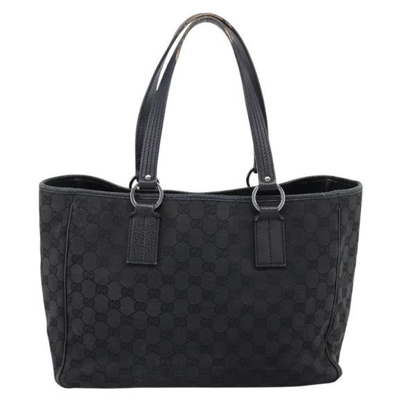 GUCCI GG Canvas Hand Bag Black Silver 113017 Auth 203778