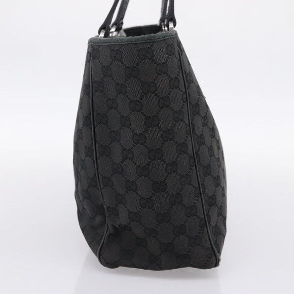 GUCCI GG Canvas Hand Bag Black Silver 113017 Auth 203778