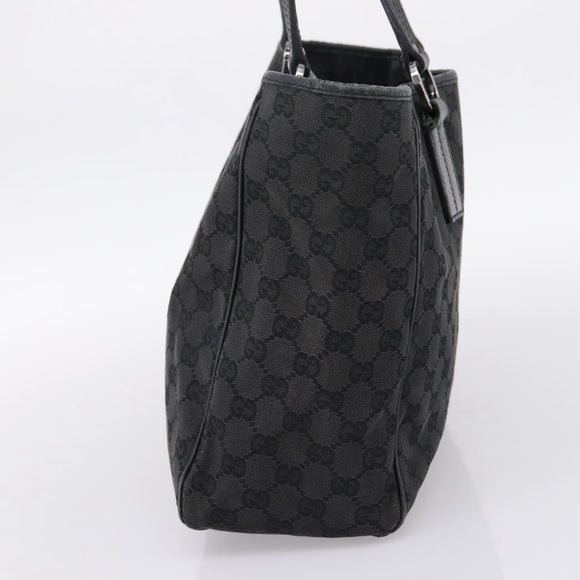 GUCCI GG Canvas Hand Bag Black Silver 113017 Auth 203778