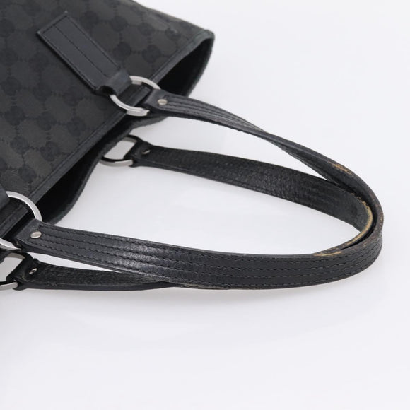 GUCCI GG Canvas Hand Bag Black Silver 113017 Auth 203778