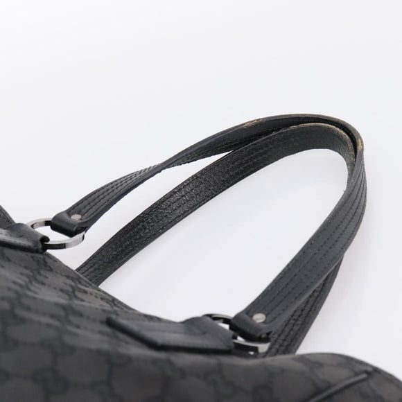 GUCCI GG Canvas Hand Bag Black Silver 113017 Auth 203778