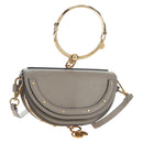 Chloe Nile Minaudiere Hand Bag Leather 2way Beige Gold Auth 203780V-1