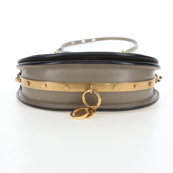 Chloe Nile Minaudiere Hand Bag Leather 2way Beige Gold Auth 203780V