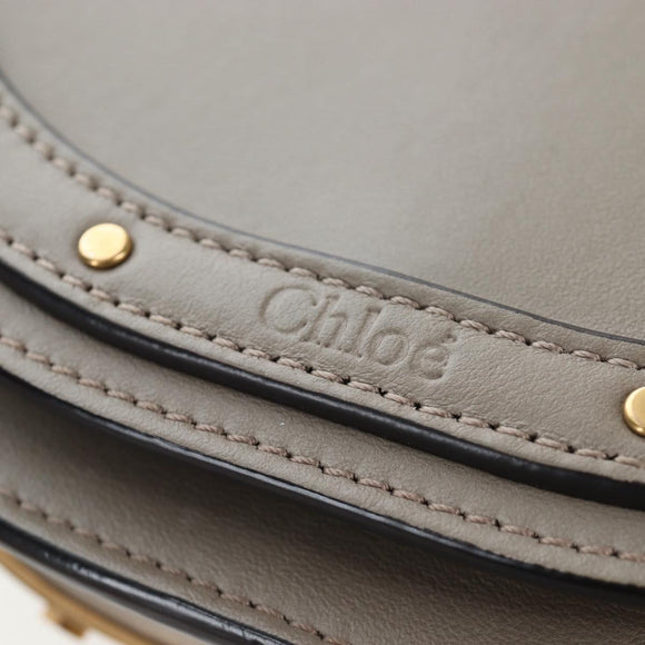 Chloe Nile Minaudiere Hand Bag Leather 2way Beige Gold Auth 203780V