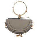 Chloe Nile Minaudiere Hand Bag Leather 2way Beige Gold Auth 203780V-2