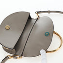 Chloe Nile Minaudiere Hand Bag Leather 2way Beige Gold Auth 203780V-20