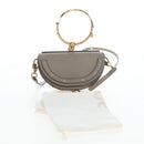 Chloe Nile Minaudiere Hand Bag Leather 2way Beige Gold Auth 203780V-29