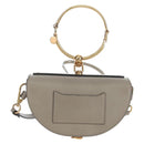 Chloe Nile Minaudiere Hand Bag Leather 2way Beige Gold Auth 203780V-3