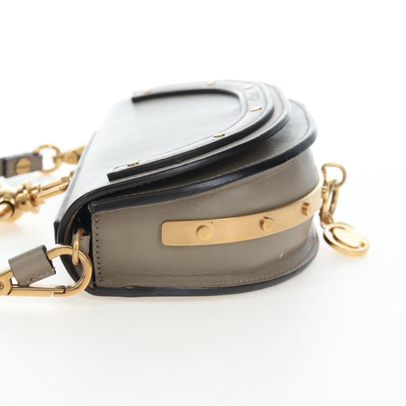 Chloe Nile Minaudiere Hand Bag Leather 2way Beige Gold Auth 203780V