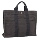 HERMES Her Line Tote MM Tote Bag Canvas Gray Silver Auth 203783-1