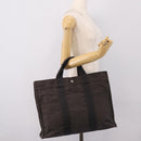HERMES Her Line Tote MM Tote Bag Canvas Gray Silver Auth 203783-20