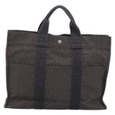 HERMES Her Line Tote MM Tote Bag Canvas Gray Silver Auth 203783-3