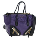 Miu Miu Hand Bag Leather 2way Purple Gold Auth 203786V-1