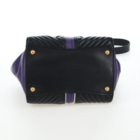 Miu Miu Hand Bag Leather 2way Purple Gold Auth 203786V