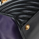 Miu Miu Hand Bag Leather 2way Purple Gold Auth 203786V-17