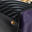 Miu Miu Hand Bag Leather 2way Purple Gold Auth 203786V-18