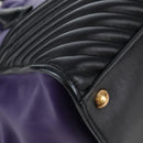 Miu Miu Hand Bag Leather 2way Purple Gold Auth 203786V-19