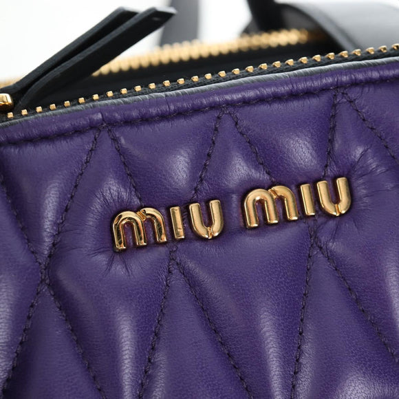 Miu Miu Hand Bag Leather 2way Purple Gold Auth 203786V