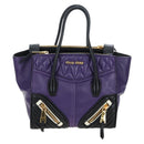 Miu Miu Hand Bag Leather 2way Purple Gold Auth 203786V-13