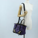 Miu Miu Hand Bag Leather 2way Purple Gold Auth 203786V-30