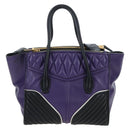 Miu Miu Hand Bag Leather 2way Purple Gold Auth 203786V-2
