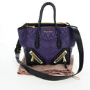 Miu Miu Hand Bag Leather 2way Purple Gold Auth 203786V-12