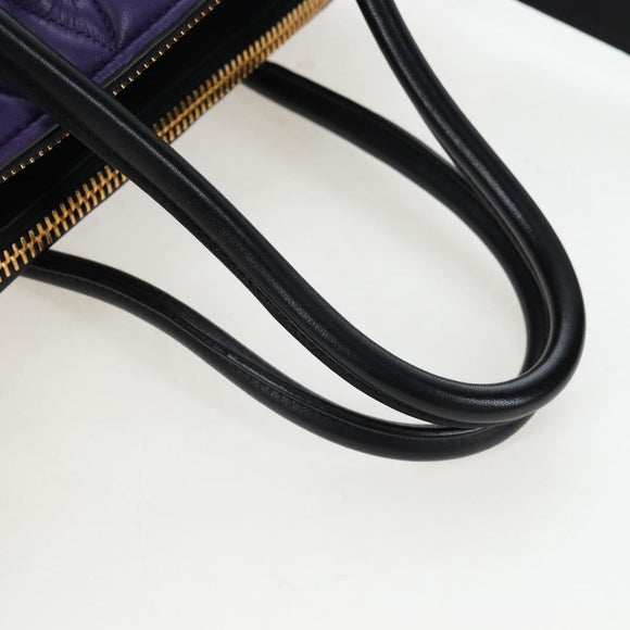 Miu Miu Hand Bag Leather 2way Purple Gold Auth 203786V