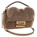 FENDI Baguette Shoulder Bag Shearing 2way Beige Gold Auth 203787SAM-1
