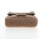 FENDI Baguette Shoulder Bag Shearing 2way Beige Gold Auth 203787SAM-5