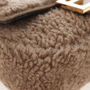 FENDI Baguette Shoulder Bag Shearing 2way Beige Gold Auth 203787SAM-18