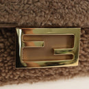 FENDI Baguette Shoulder Bag Shearing 2way Beige Gold Auth 203787SAM-23